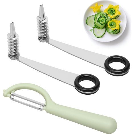 2 Pieces Spiral Potato Twister with Peeler, Manual Kitchen Tool for Creative Preparation of Fruits and Vegetables, for Cucumbers, Carrots, Zucchini and Apples (1/5)