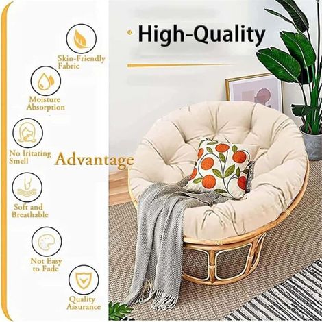 Coussin de chaise suspendue - Style nid confortable - Rond et épais - chaises œufs radar, utilisation intérieure et extérieu