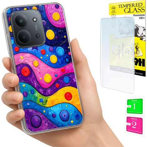 Custodia per Xiaomi Redmi 15C 5G 173mm / Poco C85 con retro a onde e vetro 9H (1/5)
