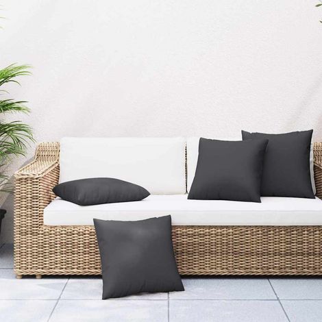 Coussins de canapé lot de 4 noir 50x50 cm tissu (1/5)