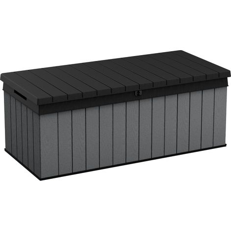 Keter – Coffre de jardin Darwin 380L – Composite EvotechTM résistant aux intempéries – Couverture imperméable et verrouillable – Dimensions 142.5x65.3x54.5 cm (1/5)