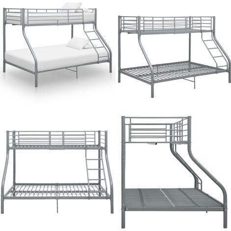 Etagenbettgestell Grau Metall 140x200 cm/90x200 cm - Kinderbett - Jugendbett - Doppelbett - Etagenbett - Schlafsofa - Home & Living