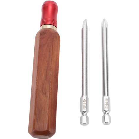 Jeu de tournevis à changement rapide avec manche en bois, embouts plats PH et système de déverrouillage, acier CrV, quincaillerie pour la maison en palissandre