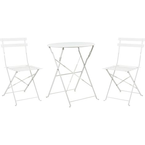 Bistro Set klappbar FIORI Metall Weiß (1/5)
