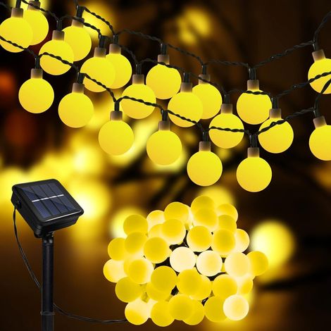 Guirlande lumineuse solaire d'extérieur, 12 m, 100 LED, étanche, 8 modes, pour jardin, terrasse, pelouse, cour, mariage (multicolore) (1/5)