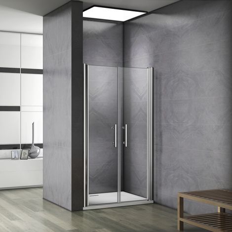 [PRODUIT D'OCCASION]Paroi de douche battante  pivotante  6mm verre anticalcaire  installation en niche 80x197cm