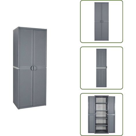 Armadio da esterno - vidaXL Armadio da Giardino Grigio 65x45x172 cm in Rattan PP - Armadio con manici