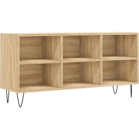 Meuble TV chêne sonoma avec 6 compartiments rangement moderne salon 103,5 x 30 x 50 cm en bois chêne sonoma (1/5)