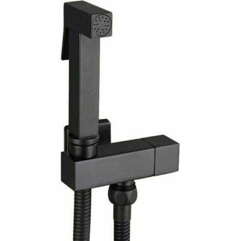 Douchette WC en laiton noir – Pulvérisateur de bidet à main avec support mural – Tuyau acier inoxydable 150 cm – Hygiène personnelle (1/4)