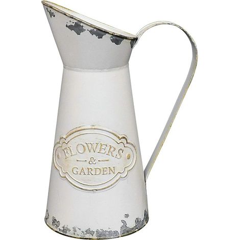 Grand vase rustique shabby chic de style français,idéal pour la décoration intérieure (blanc - 20 cm). (1/4)