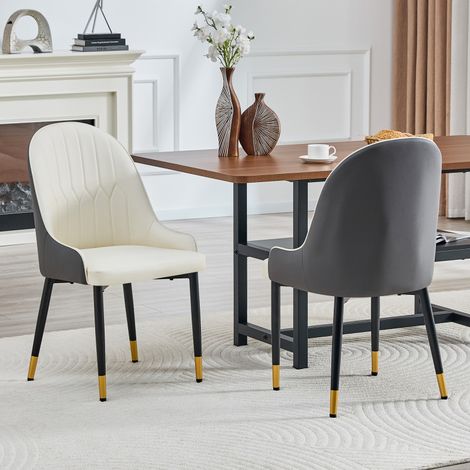 Chaises polyuréthane – Lot 2 – Blanc/gris foncé – Motif éclair – Rembourrage épais – Cuisine/Café/Commercial (1/5)