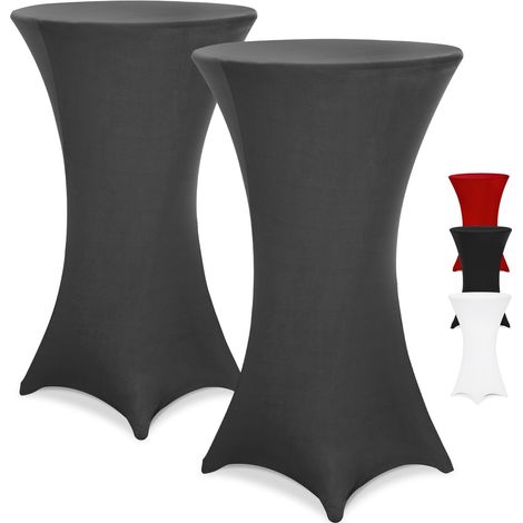 DETEX® 2x Copritavolo da Bar Vari Colori Lavabile Rivestimento per Tavoli Alti Bistrò Elastico (Ø 80-85cm, Rosso) Set of 2 Anthracite (en), 80Ø (de)