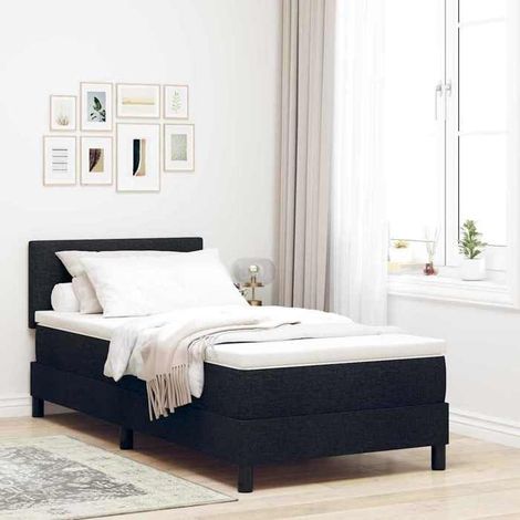 Lit boxspring - 3338652 - 90 x 190 cm - Tête de lit réglable - Matelas mousse inclus (1/5)