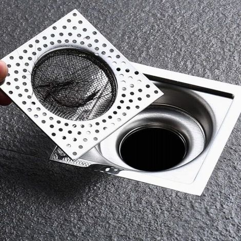 ALLIANDISGrille de bonde de salle de bain, bouchon anti-cheveux pour filtre de douche, collecteur de cheveux (4 parties carrées) (1/4)