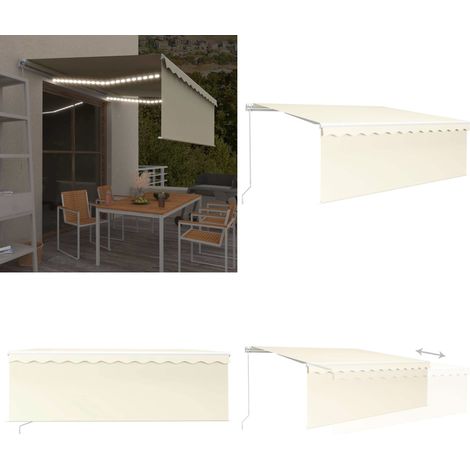 Markise Manuell Einziehbar mit Rollo & LED 4x3 m Creme - Außenjalousie - Einziehbar (1/5)