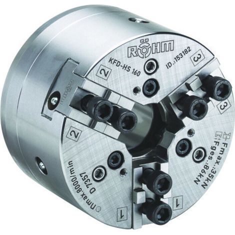 Röhm Kraftspannfutter KFD-HS 160, 3-Backen, Kreuzversatz, Zylindrische Zentrieraufnahme - 153182 (1/5)