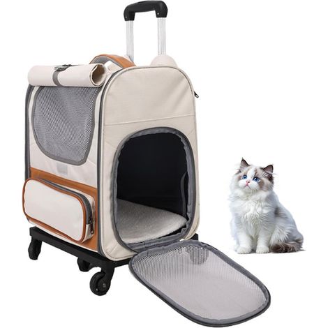 1 Sac à dos pour animal de compagnie, chariot amovible, filet respirant, tissu Oxford, transport chien chat jusqu'à 8 kg (1/5)