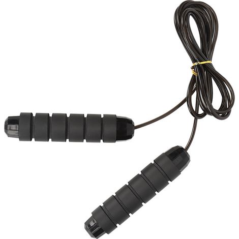 Corde à sauter unisexe réglable en fil d'acier avec roulements, accessoire de fitness pour adultes et enfants, noir (1/5)