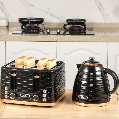 Ensemble grille-pain et bouilloire 2 en 1, 7 niveaux de brunissage, fonctions décongélation et réchauffage, gris