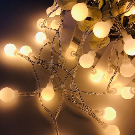 Guirlande lumineuse LED extérieure boule ronde multicolore pour camping fête blanc chaud 3m/9,8ft 20 lumières, deux sections toujours allumées (1/5)