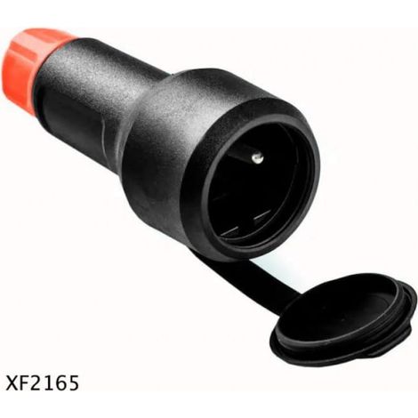 Enchufe GP1 rojo con prensaestopas IP54 2P+Z 16A/250V con collarín de goma negro XF2165