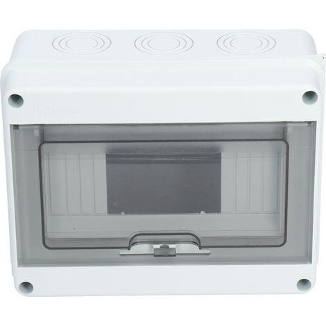 Boîtier de protection électrique étanche IP65 couvercle transparent ABS 200x155x95mm 8 modules pour disjoncteurs extérieur avec vis et bouchons (1/5)