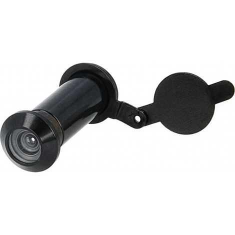 Robuster Türspion Schwarz mit Klappe – langlebiges Messing - 160° Rundumblick (1/5)