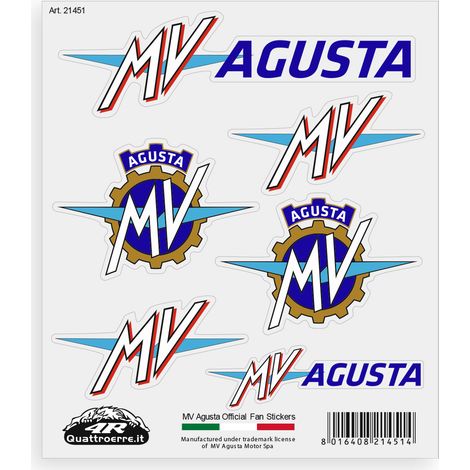 Adesivi per Moto MV Agusta – Set 6 Sticker Presagomati, Resistenti ad Acqua e Raggi UV, Made in Italy, Licenza Ufficiale, Foglio 160 x 135 mm (1/5)