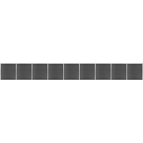 Zaunelement Set WPC 1564x186 cm Schwarz