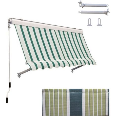 Tenda da Sole per Balcone a Caduta Cassonata Sangiorgio - Formato: 3 x 3 m - Colore: Rigato Verde/Bianco (1/3)