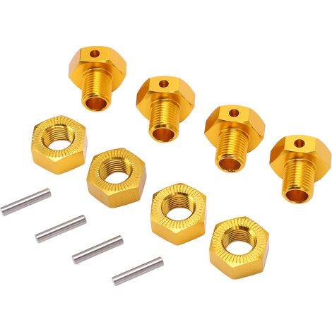 Satz mit 4 Sechskant-Anschlussstücken (17 mm) aus Aluminiumlegierung für 1/10 JLB RC-Truck-Reifen, goldener Sechskant-Nabenadapter (1/5)