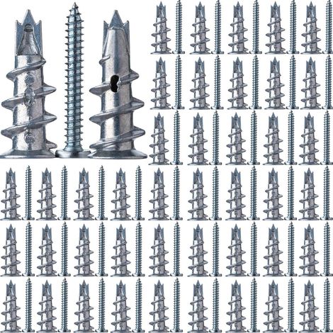 50x Metall Rigipsdübel selbstbohrend mit Schrauben für Hohlwände (1/5)