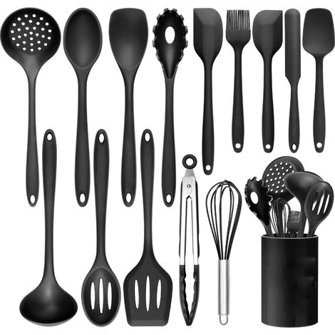 Un ensemble de cuillères et de spatules.15Ensemble de poignées (taille tambour), noir (1/5)