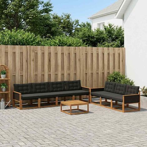 vidaXL Outdoor-Sofagarnitur mit Kissen 8 pcs Natürlich und Schwarz (1/5)