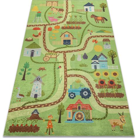 BAMBINO 50200 washing carpet Village, streets for children anti-slip - green / brown green 80x150 cm