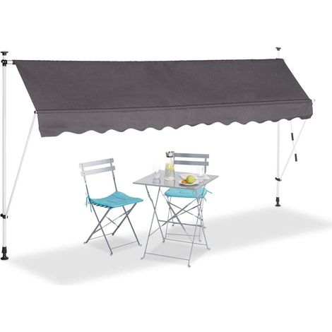 Bc-elec - HHYVA3512-ant Manuell einziehbare Markise f�r Terrasse & Patio 350x120cm antrazitgrau