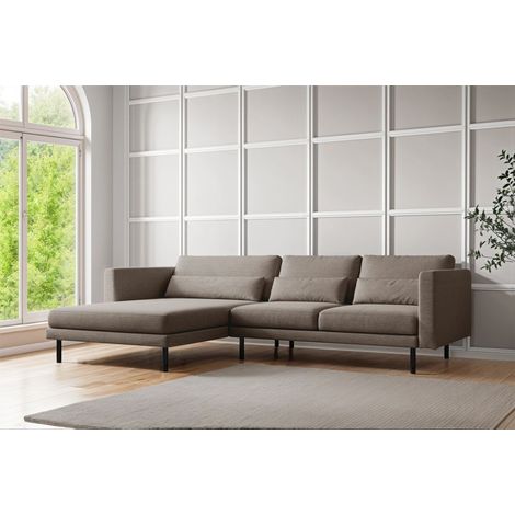 Ecksofa Designersofa AGADA in Stoff Verita Braun Ottomane Links (1/2)