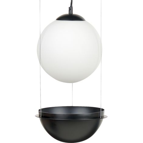 Lámpara colgante redonda pantalla esfera de vidrio negro TOBINS