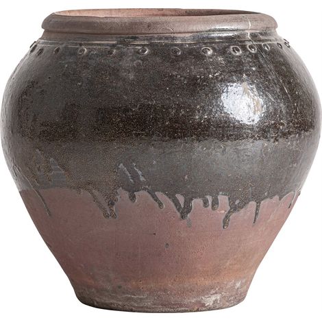 Pot de plante en céramique brune classique - brun foncé nuancé (1/4)