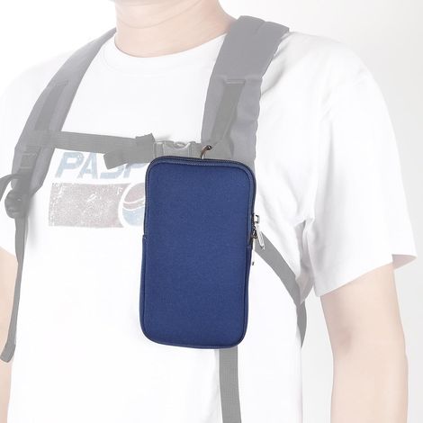 Custodia per telefono con cerniera ammortizzante a sgancio rapido, cintura in vita e tracolla compatibile con iPhone 16/15/14/13/12/11 Pro e XR (blu). (1/5)