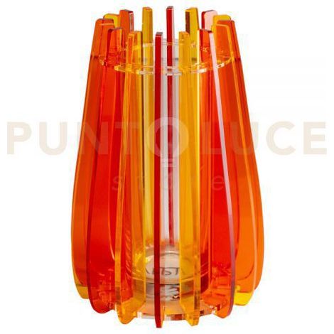VASO GRANDE IRIDE IN VETRO TRASPARENTE E CRISTALLO ACRILICO COLORE ARANCIONE