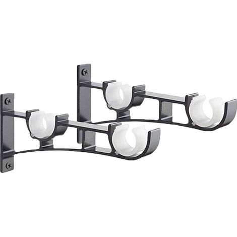 2pièces Tringle À Rideau En Métal Robuste, Support De Tringle À Rideaux, Double Tringle À Rideau Pole Holder, Support Rideau, Support De Tringle À Rideau En Aluminium, Support De Tringle À Rid (1/4)