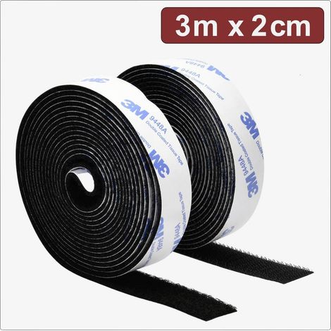 Quadrios 24CA320 Nastro a strappo da incollare Lato morbido e lato rigido (L x L) 3 m x 2 cm Nero 3 m