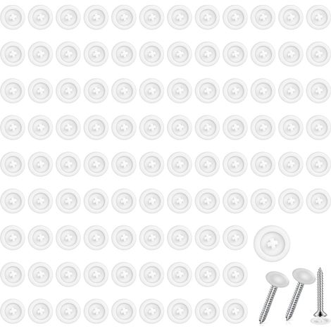 100 Pièces Capuchons Vis Plastique Blanc, Cache Vis Tête Cruciforme Type Clip, Capuchon Protection Couvercle Décoratif pour Meubles Fenêtres Clôtures, Protection Anti Poussière Finition Propre, 3 mm (1/5)
