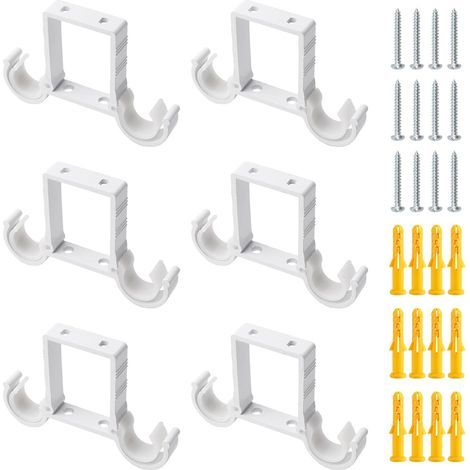 6 - Support De Tringle - Alliage D'aluminium - Montage Au Plafond - Double Barre Pour Rideaux Occultants Et Voilages - Salon Chambre Salle De Bain - Blanc - 13x8,5cm (1/5)