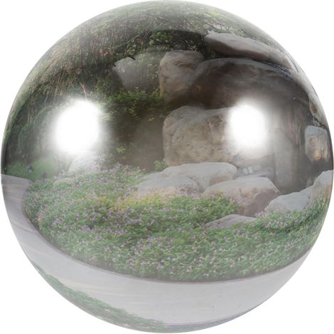 Boule Miroir en Acier Inoxydable 250 Mm pour Jardin Extérieur Décoratif, Sphère Creuse Réfléchissante, Balle Métallique Robuste et Légère, Décoration Patio et Pelouse (1/5)