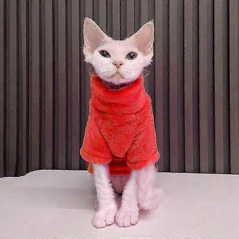 Sudaderas de lana para perros, suéteres para gatos, moda de invierno, ropa gruesa y cálida para perros Sphynx, ropa cómoda de invierno para perros pequeños, color rojo. (1/5)