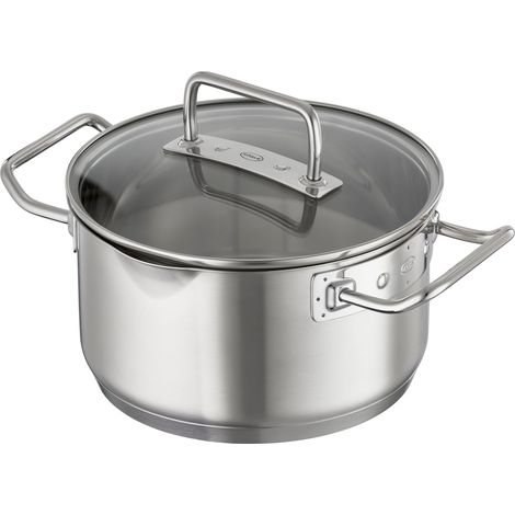 Faitout - Récipient de Cuisson Universel en Inox 18/10 avec Couvercle en Verre, Bec Verseur et Graduation Intérieure - Compatible Induction et Lave-Vaisselle, 16 cm (1/5)