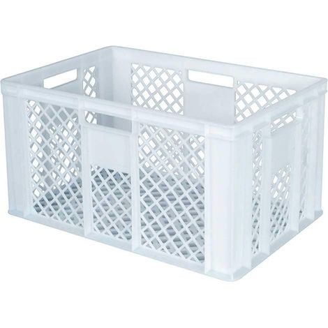 BRB 54 Stück Eurobehälter/Bäckerkiste durchbrochen, LxBxH 600x400x320 mm, PE-HD, lebensmittelecht, weiß, Palettenware