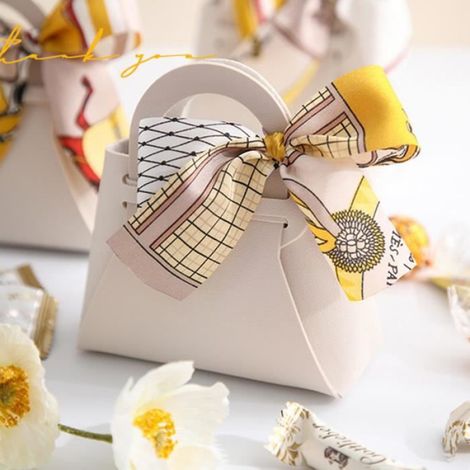 POCHETTE CADEAU Boîtier Bowknot Decor Sac de bonbon Festive Festive Touch Faux Coffret cadeau style-Champaign Gold 4 (1/4)